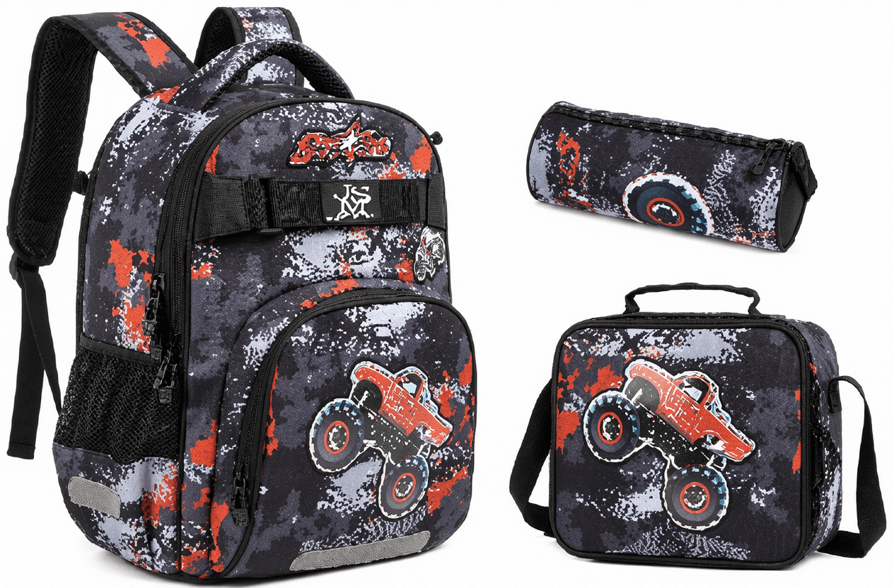 Monster Truck 17" Backpack 3-Piece Set