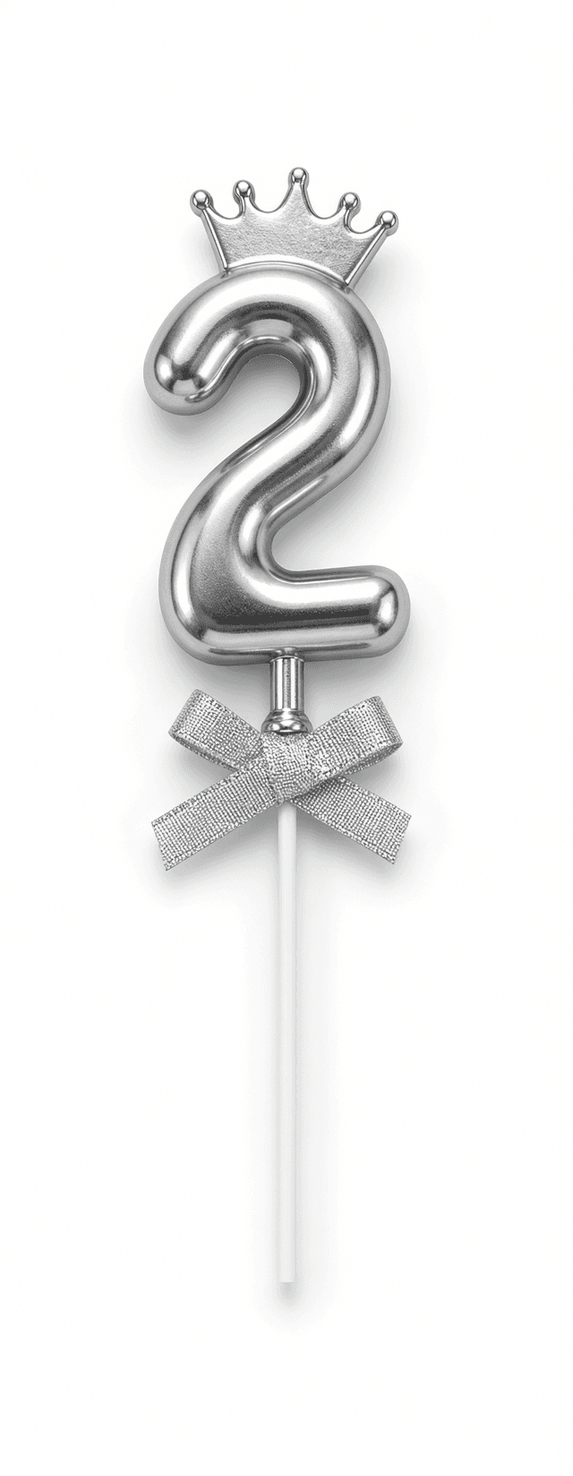 Silver Crown Number 2 Cake Topper