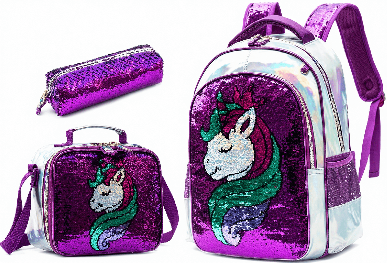 17" Unicorn Sequin Backpack 3-Piece Set