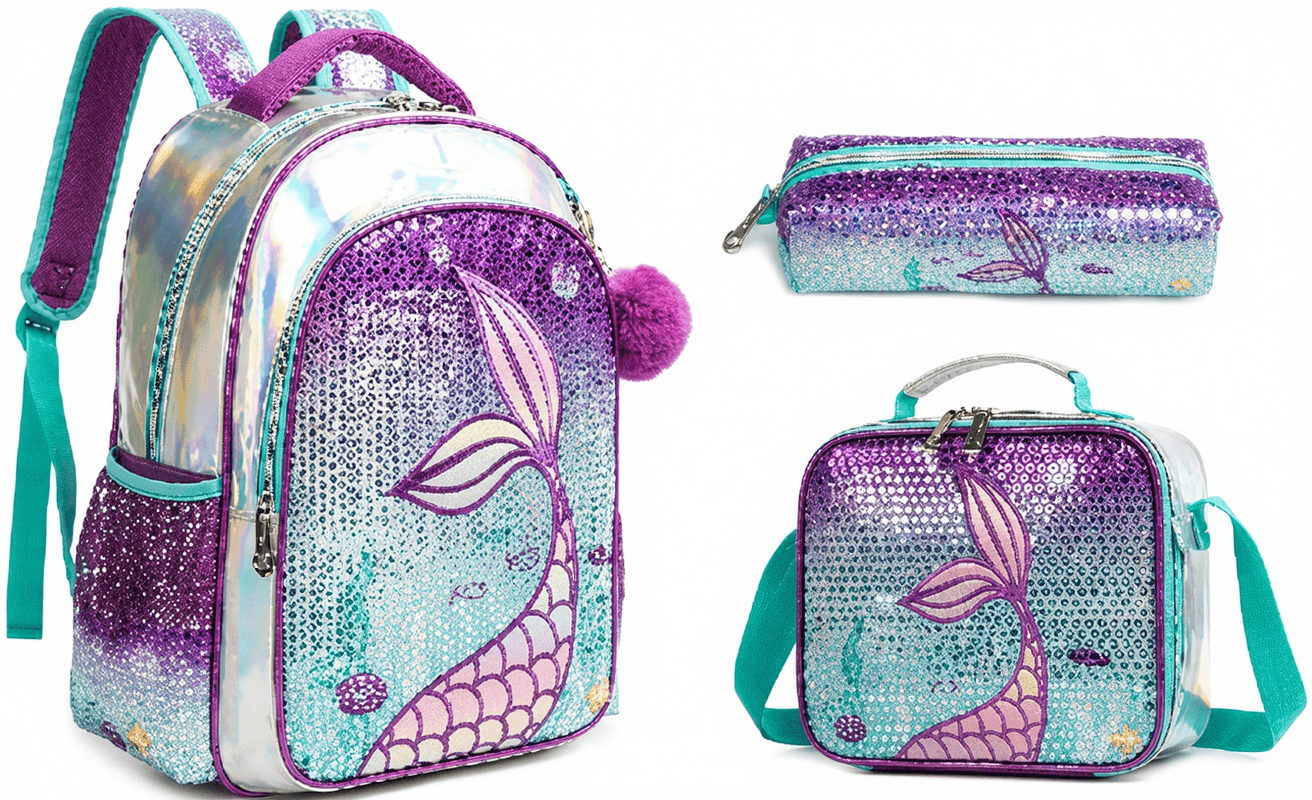Mermaid Sequin Backpack 3-Piece Set