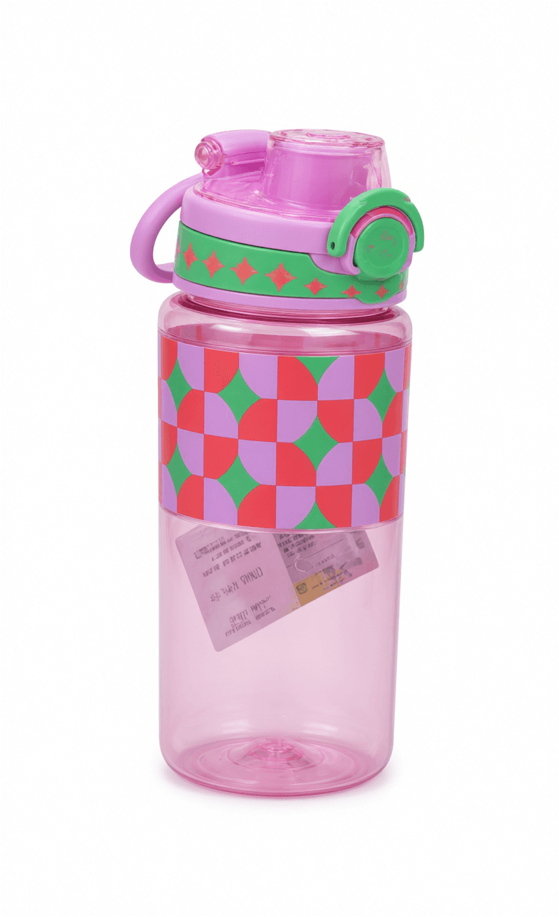 Pink Kids Water Bottle with Pattern