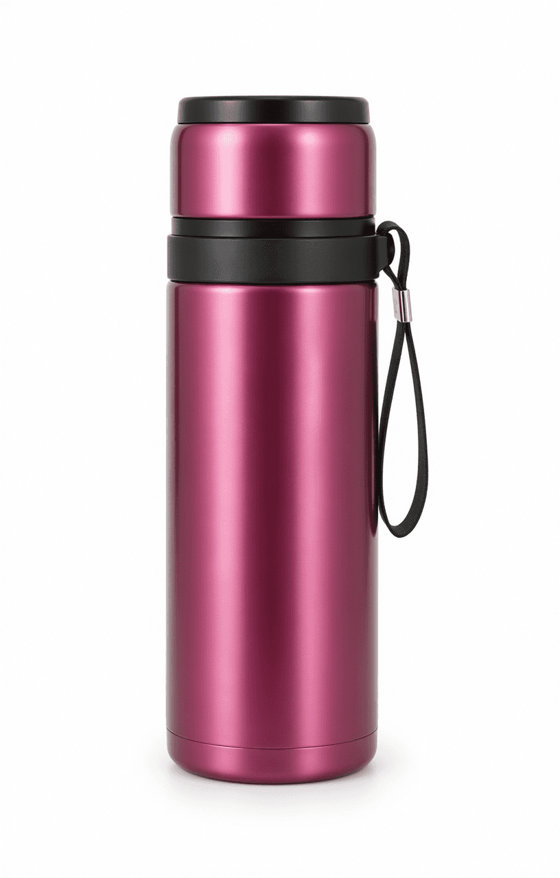 Pink 600ml Stainless Steel Thermos Flask