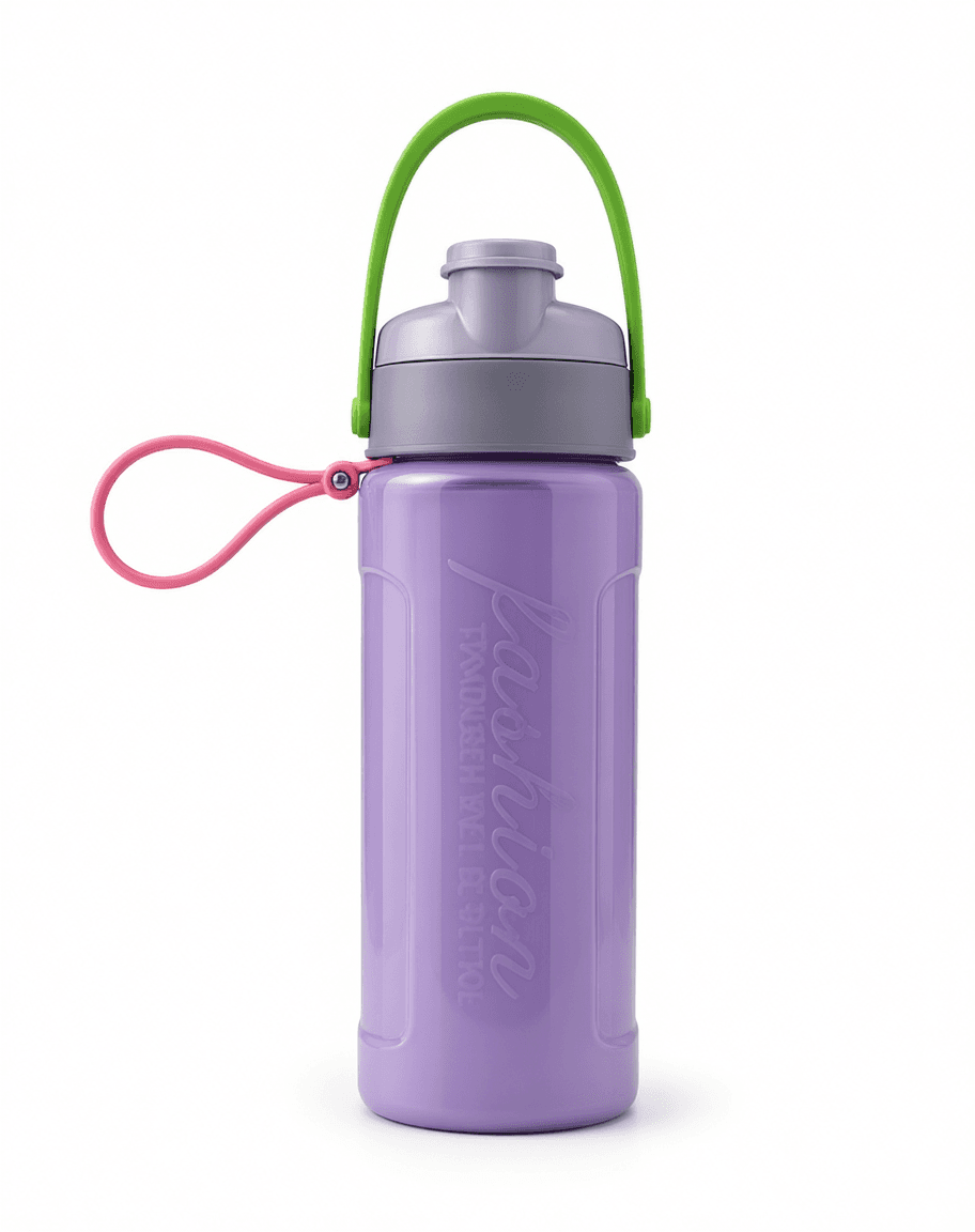 Purple Kids Water Bottle with Green Handle
