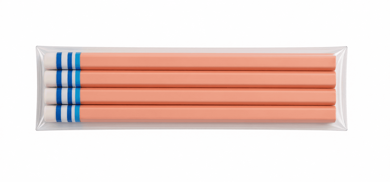 Peach Pencil Set with Erasers